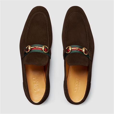 brown suede gucci loafers|Gucci stacked heel loafer.